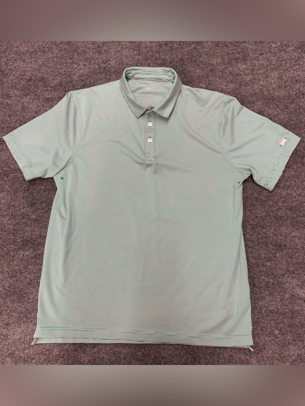 Nike Dri-FIT Golf Polo Shirt Men's Medium Green White Striped Performance
